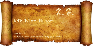 Köhler Hunor névjegykártya
